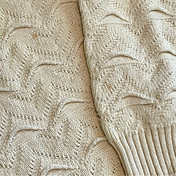 Vintage 80s 90s Checkpoint 3D Textured Chunky Knit Crewneck Sweater Cream - Picture 11 of 12